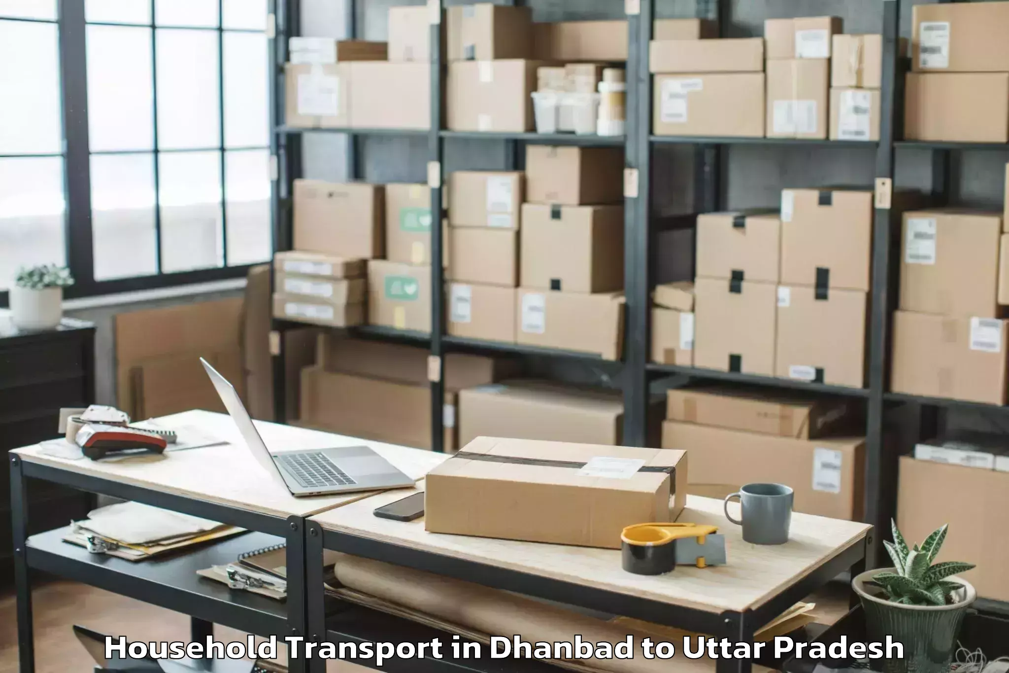 Trusted Dhanbad to Babrala Household Transport